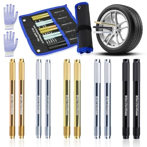YUJUVI Radmontagehilfe Set Rad Montagehilfe Fixierbolzen 10 STK Kfz Werkzeug Set Radmontagewerkzeug Reifen Montagehilfe M12, M1, M14, M15 Radausrichtungsstift (Radmontagehilfe Set 10 STK)
