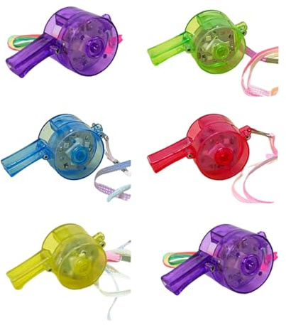 AWJUWHBJ Lot de 6 sifflets lumineux à LED phosphorescents - Couleur aléatoire - Pour les fêtes, les événements sportifs, les encouragements