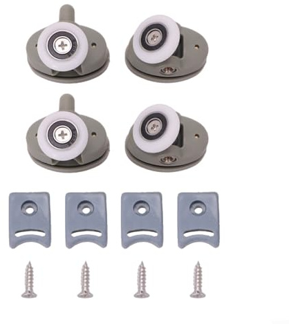 Duschtürrollen 23 mm für Glastüren, obere und untere Räder, kompatibel mit 4–6 mm Dicke, Kunststoff- und Messingkonstruktion, leichtgängiges Drehgelenk
