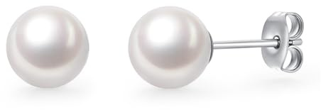 STJARNA Kristallperlen Titan Ohrstecker 5-8mm Weiße Perle Ohrringe Hochzeit