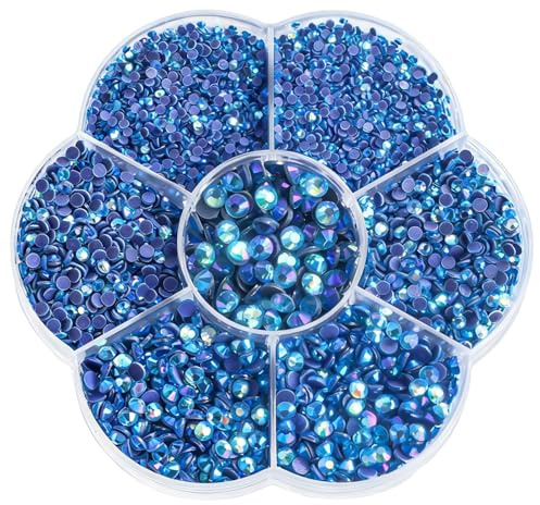 COYUN 2400 Pcs Strass Termoadesivi per Tessuti Strass Tessuti Brillantini per Tessutis Strass Termoadesivi Brillantini per Termoadesivi per Vestiti, Scarpe, Regali Artigianali DIY, Manicure (Blu lago)