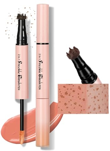 BUTBU Stylo 2 en 1 Tache de Rousseur & Blush Liquide, Crayon Maquillage Double Extrémité, Résistant à l'Eau Séchage Rapide, Haute Pigmentation Longue Durée pour Effet Naturel Hâlé（01）