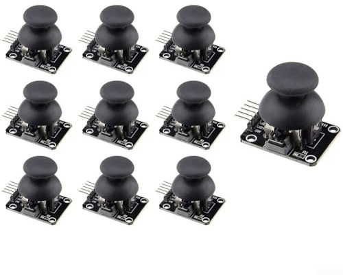 KY-023 Joystick Módulo Set 10 Pack Dual Axis Analog and Digital Button Control para Arduino y para Raspberry Pi Compact FR4 PCB Negro 34x32x26mm Interfaz de 5 pines para