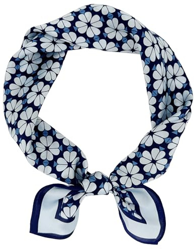 LSHARON SILK 100% Mulberry Silk Scarf Lightweight Neck Scarf - 53x53cm - Digital Printed Small Square Wraps Pure Silk Scarves Natural Silk Neckerchief Headscarf Gift for Women Men (Blue)