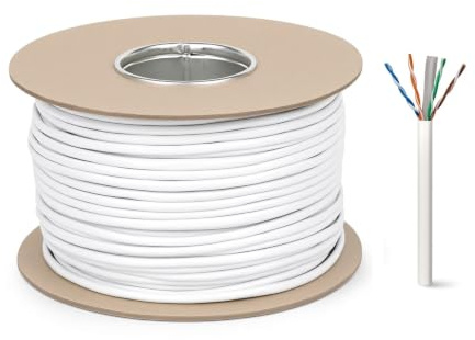 RosenetSys 100m Cat6 WHITE Network SOLID COPPER Ethernet LAN Data Voice UTP Cable Reel Category 6
