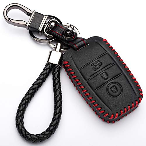 Autoschlüssel Hülle für Kia - Kunstleder Schutzhülle Schlüssel Cover für Funkschlüssel Kia Sorento Sportage Rio Carens Cadenza Carnival Optima (nur Keyless GO)