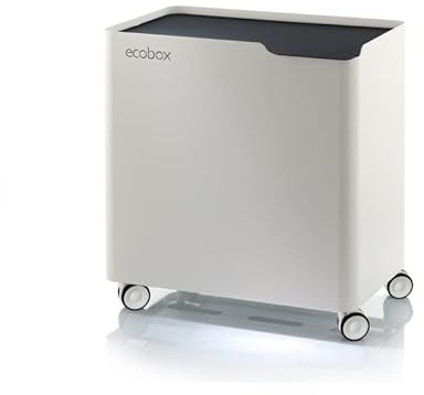 DON HIERRO - Cubo de basura reciclaje ECOBOX, con ruedas y cierre suave, 60 litros-Negro