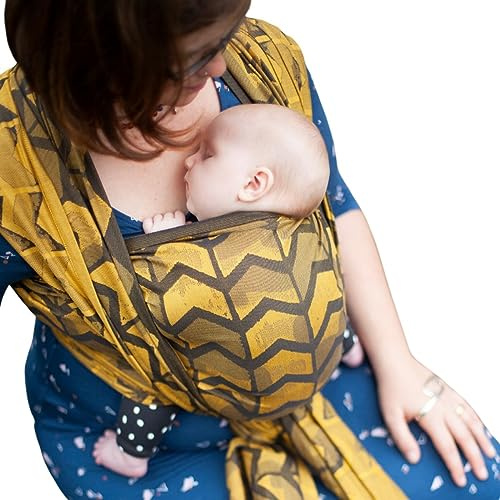 Hoppediz gewebtes Baby-Tragetuch ab Geburt, Neugeboren bis Kleinkind, 100% kbA-Baumwolle (Bio), Amsterdam yellow 4,60 m
