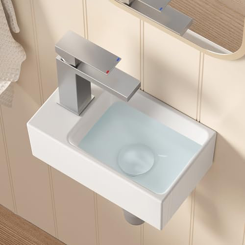 KES Vasque à Poser Salle de Bain Céramique Lavabo Salle de Bain Forme Rectangle moderne au-dessus du comptoiren forme, BWS100L