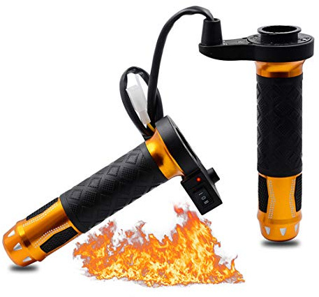 Fankr Griffheizung Motorrad Heizgriffe Lenkergriffe Zubehor 12v 22mm Griffe Heizung Winter Wasserdicht UndurchläSsig Mit Schalter Für Motorroller Quad Moped Gelb