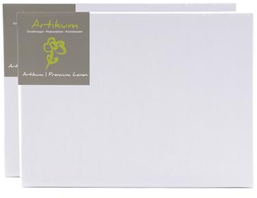 2x Artikum | PREMIUM LEINEN 50x70cm | Leinwände auf Keilrahmen 50 x 70 cm | 100% Leinentuch ±430gsm dreifach grundiert, malfertige bespannte Keilrahmen mit Leinwand