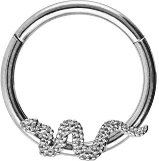 PIERCINGLINE Chirurgenstahl Segmentring Clicker | SCHLANGE | Piercing Ring Nase Septum Ohr Helix Tragus | Farb & Größenauswahl