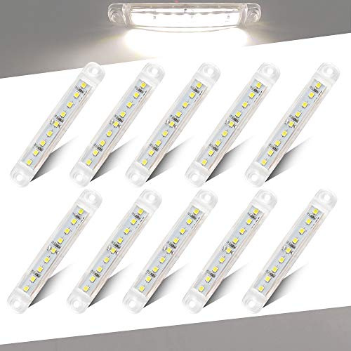 Teguangmei 10pcs Bianco Luce di Posizione Laterale 12-24V 9LED Luci di Avvertimento del Rimorchio Laterale Luci di Posizione del Camion 3.9 Luci di Ingombro Spia per Rimorchio del Veicolo