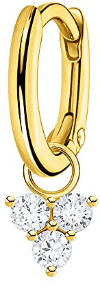 THOMAS SABO Damen Einzel Creole mit weiße Steine gold 925 Sterlingsilber, 750 Gelbgold Vergoldung SET0600-414-14