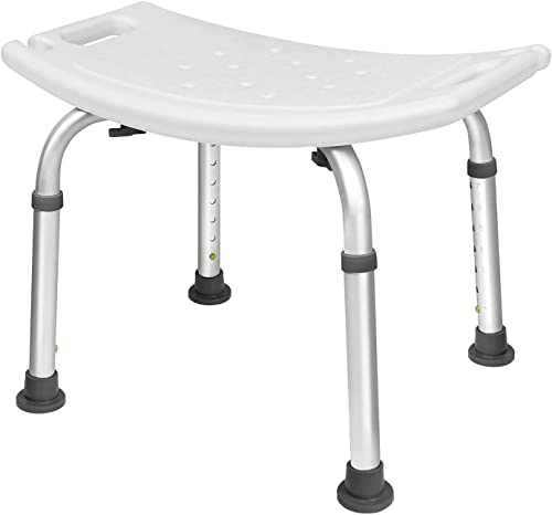YUENFONG Duschstuhl Duschhocker Duschsitz Höhenverstellbar 38-53cm, Anti-Rutsch Badsitz Alu Badehocker für Alter, Kinder und Schwangere, Weiß(Model A)