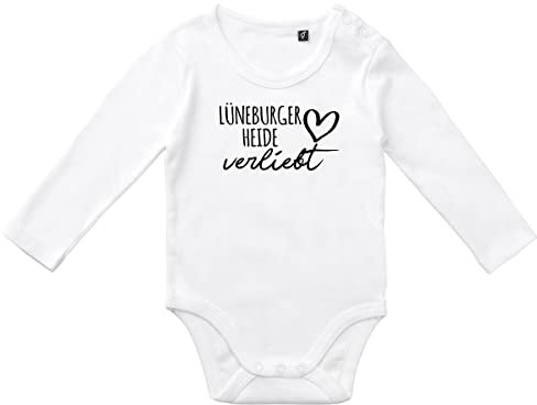 Huuraa Unisex Strampler Lüneburger Heide verliebt Geschenk Größe 68 White Bio Baumwolle Fairtrade Lüneburger Heide Souvenir