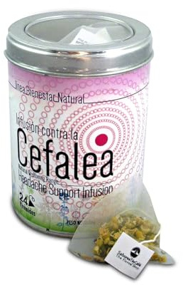 SABOREATE Y CAFE THE FLAVOUR SHOP Tisana Naturale Sollievo per il Mal di Testa – Lattina 24 Piramidi – Infuso Rilassante con Camomilla, Menta e Corteccia di Salice Bianco