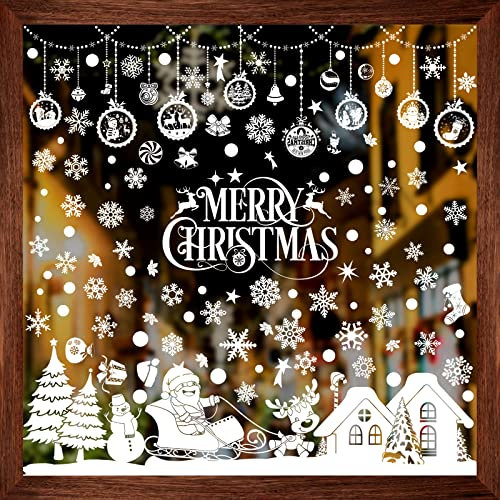 Bblike Adesivi per finestre di Natale 8 fogli window sticker decor fiocchi di neve fiocchi di neve immagini per porte, vetrine, frontali in vetro, decorazione natalizia riutilizzabile