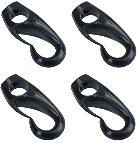 Confezione da 4 ganci da 8 mm per corda elastica elastica in nylon nero antiruggine