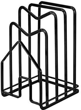 Kepuarm Schneidebrett-Gestell, Topfdeckel-Halter, Schneidebrett-Organizer, Ständer, Küchenarbeitsplatte, Abflussablauf, Aufbewahrungsregal (Schwarz)