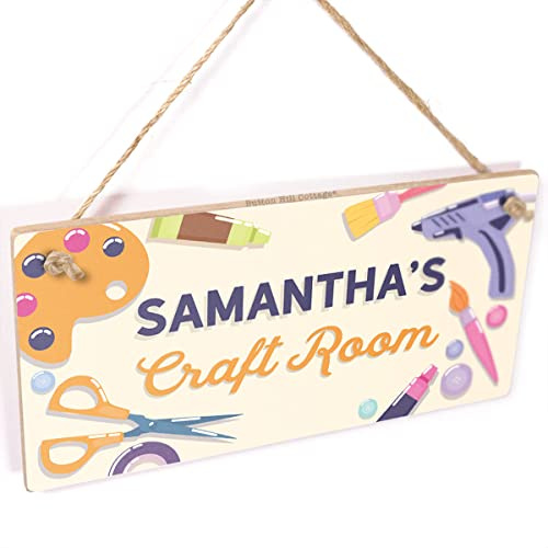 Personalised Craft Room Sign, Art Supplies Decor | Personalised craft room marker with art supply graphics
