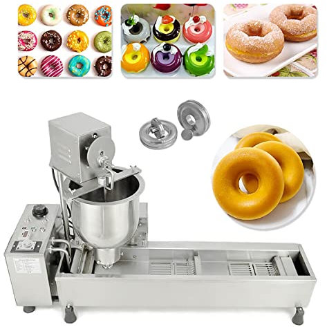 Macchina per Fare Ciambelle Automatica Commerciale, Macchina per Ciambelle Automatica a Fila Singola, Macchina per Ciambelle con tramoggia da 7 Litri con stampi di 3 Dimensioni, friggitrice