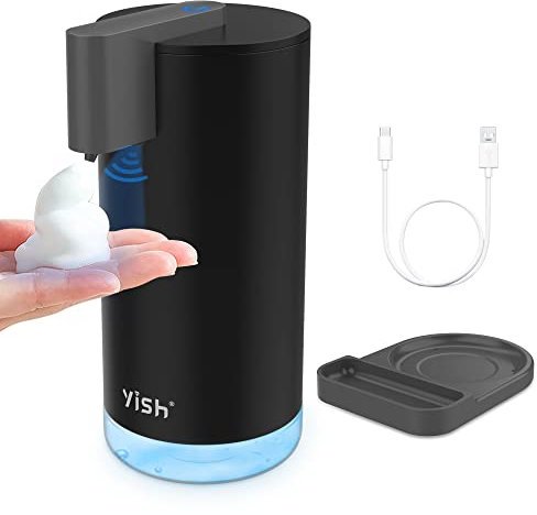 Seifenspender Automatisch Schaum Dispenser Elektrisch: YISH Elektrischer Seifenspender mit Sensor Berührungslos Schaumseifenspender für Küche Bad 260ml USB Wiederaufladbar Schwarz