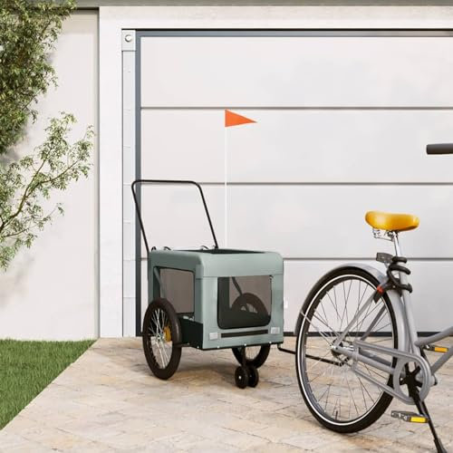 LAPOOH Fahrradanhänger Hunde Grau und Schwarz Oxford-Gewebe und Eisen, Fahrrad Anhänger, Lastenanhänger, Handwagen, Fahrrad-lastenanhänger, Lastenfahrrad - 93937