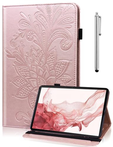 TUOLISG Hülle für Kindle Fire HD 8 & 8 Plus Tablet (12/10th Gen,2022/2020 Release) 8 PU Leder Slim Brieftasche Hülle mit Ständer KartenfachSchutzhülle Tasche - Golden