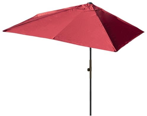 DJJYCTNM Halber Sonnenschirm für Den Außenbereich mit Knopflift, Sonnenschirm Balkon, UV-Schutz, Nicht Kippbarer Sonnenschirm, Für Den Außenbereich, Garten, Terrasse, Strand (Color : Wine red)