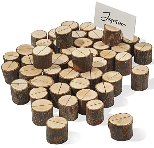 THE TWIDDLERS 100 Pine Wood Rustic Place Card Name Holders for Table Numbers & Seating at Weddings & Events