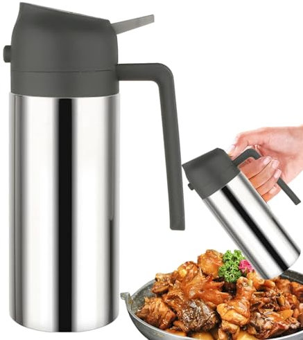 Pulvérisateur d'huile d'olive en acier inoxydable - Distributeur d'huile pour spray de cuisine - Distributeur de sauce vinaigre en acier inoxydable 304 - Design fin pour pulvériser et verser les