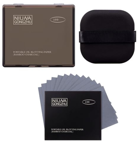WHYCNJL 300 Stück Gesichts-Löschpapier Puderquaste Box Set Blottpapier Für Fettige Hautpflege Blotting-Papiere Natürliche Ölabsorbierende Blätter Öl-Löschpapier Gesicht Blotting Papers