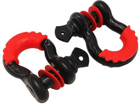 Paquete de 2 grilletes de anillo en D de 3/4 pulgadas con pin de 7/8 pulgadas, 10 libras, grillete resistente mejorado con anillo de remolque de polea para correa de remolque, cabrestante todoterreno