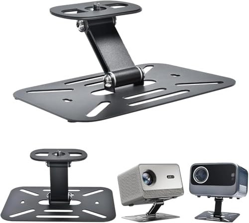 Kleiner Desktop Beamer Halterung Faltbar, Einstellbar Metall Projektor Ständer Geeignet für Tisch Sofa Bett, 1/4 Zoll(6 mm) Schrauben Schwarz