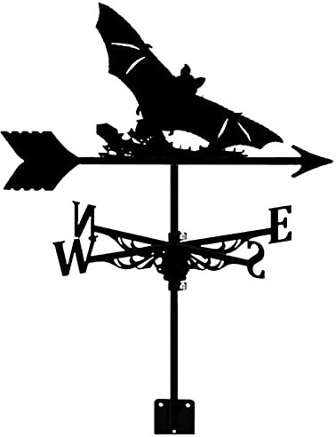 LaYiQimn Wetterfahne Fledermaus-Wetterfahne aus Metall, Vintage-Stil, schwarz, Windfahne, Schwarze Sprühfarbe, Windrichtungsanzeiger für Outdoor, Garten, Dach, Paddock, Garage, Kuppel, Dekoration