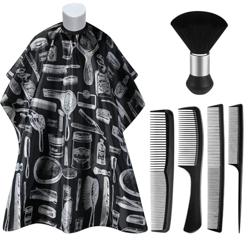 CZAYEFNH Friseurumhang，Friseurumhang mit Hals-Staubbürste, Haarschneideumhang und Friseurkamm, Salonzubehör für Damen und Herren