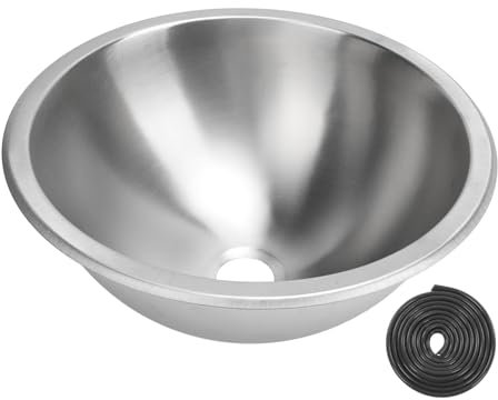 Rundes Waschbecken aus Edelstahl für Wohnmobile, Kuuleyn 12-Zoll-Rundwaschbecken aus 304-Edelstahl für die Küche, Badspüle, Handwaschbecken mit 40-mm-Abwasserabgang für Boot,