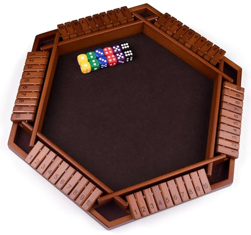 Havnidy Shut The Box brädspel, trä bordsspel för 6 spelare, klassiska tärningsspel, resespel, traditionellt trämatematik tärningsspel för puben, fantastiska brädspel för hela
