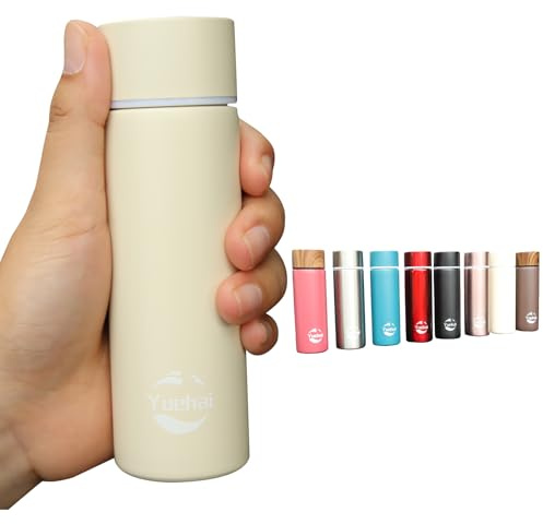 Bouteille en acier inoxydable, mini flacon de 150 ml, flacon de café avec isolation sous vide de petite capacité, portable, pour voyage, bouteille isotherme pour boissons (blanc mat)
