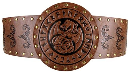 UxicRuya Mittelalterlicher Hüftgürtel für Damen im Retro-Stil, leichte Hüftrüstung für Rave-Partys, Hellbraun