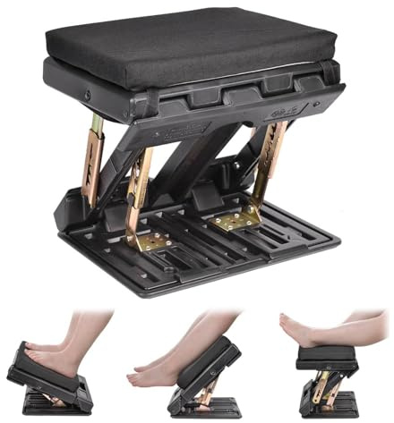 heninhill Fußstütze Schreibtisch Fußablage Höhenverstellbar, Ergonomischer Fußhocker mit Massage für Büro Zuhause (Holzkohle)