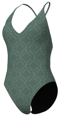 arena Losange Graphic Maillot de Bain Femme pour la Plage et la Piscine en Tissu Élastique Recyclé à Séchage Rapide, Doublé avec Bonnets Amovibles
