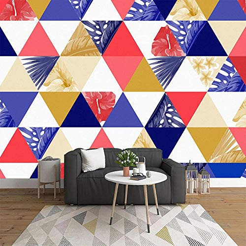 Papier peint autocollant triangles géométriques colorés 200 x 200 cm pour décoration de porte de meubles