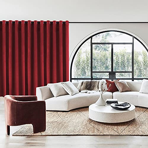 Red Velvet Room Divider Curtain Elegant Grommet Panel Drapes for Patio Sliding Door in Living Room 100 W x 96 L 1 Panel