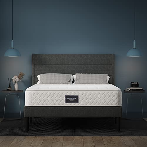 TEOSTWF 160 x 200 cm fjäderkärnmadrass, 10 tum 7 zonad skummadrass fickfjädrar vågskum hybrid, dubbel tyst madrass med andningsbart tyg, medium fast känsla
