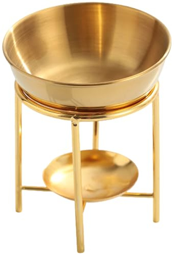 Bruciatore di olio essenziale con quadripode e olio di ciotola per sollievo dallo stress, bruciatore di di meditazione per profumato da pulire la cera in oro facile da pulire per la casa