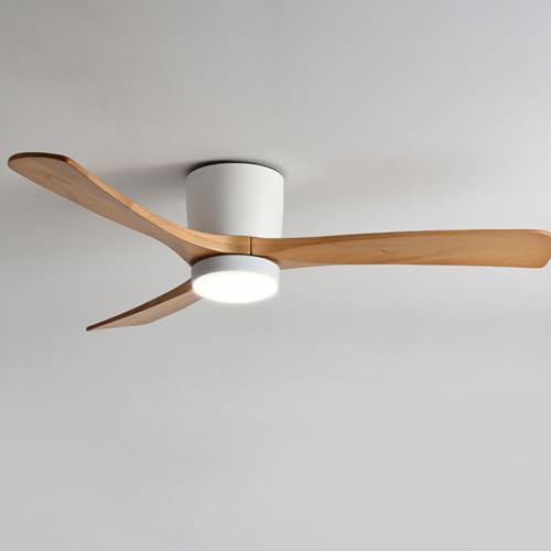 Pilanp Ventilatore da soffitto Silenzioso con Luce Ventilatore da soffitto Nordico per Interni con Telecomando Ventilatore da soffitto a 6 velocità con Pale in Legno per Soggiorno e Camera da Letto
