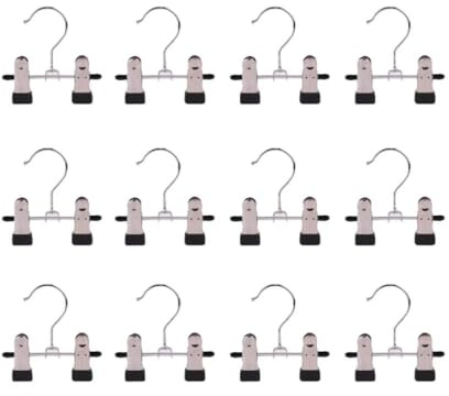 12 Pcs Double Adjustable Clips Boots Hangers Trouser Hangers Skirt Hangers with Clip for Trouser Skirt Pants Clothes