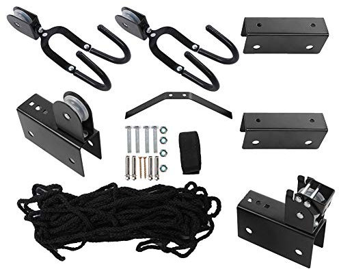 Tbest Kayak Hoist Lift Garage Storage Mount, Rubber Coating Design Hook Space Saving Kayak Hoist, For Ceilings Up To 12 Feet, Holds Up To 125 Pounds
